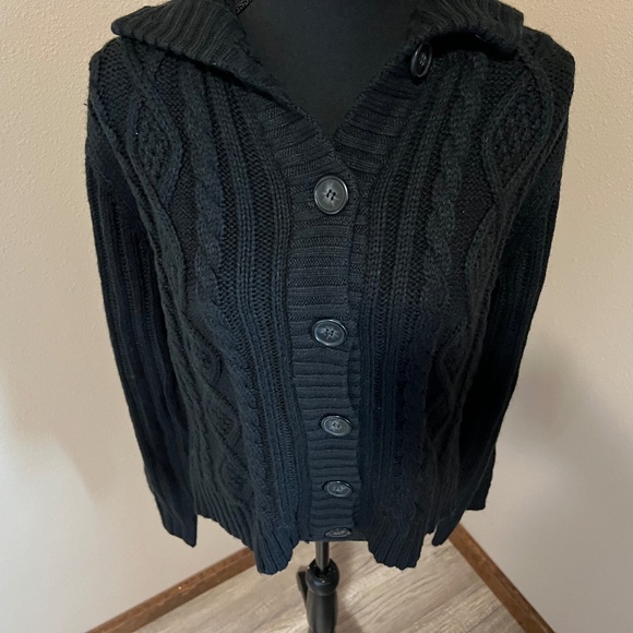 ST. JOHN'S BAY Black Button-Up Sweater NWT (Size Large) - Picture 9 of 16